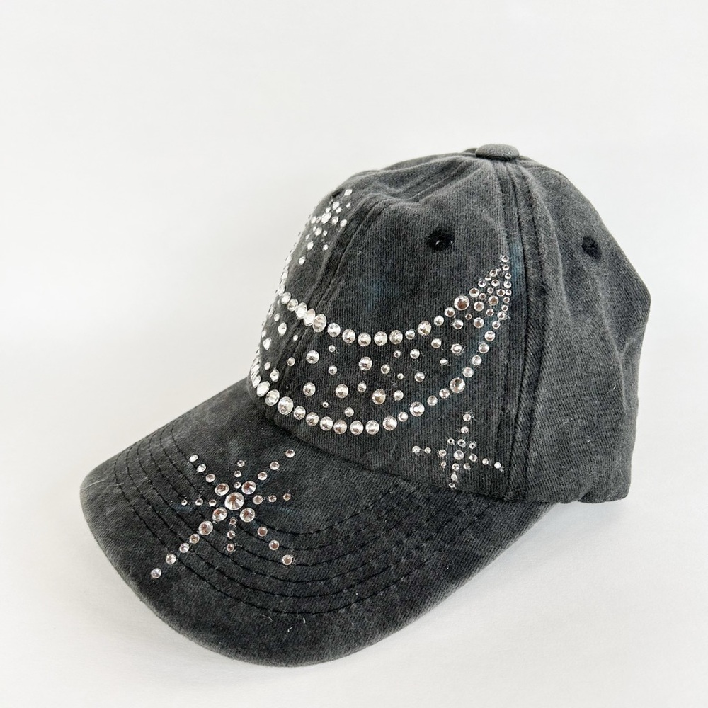 Moon and stars rhinestone hat